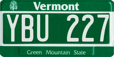 VT license plate YBU227