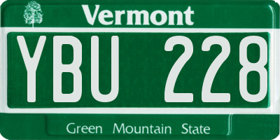 VT license plate YBU228
