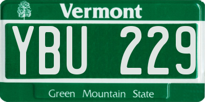 VT license plate YBU229