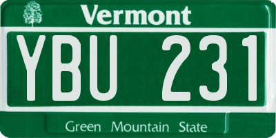 VT license plate YBU231