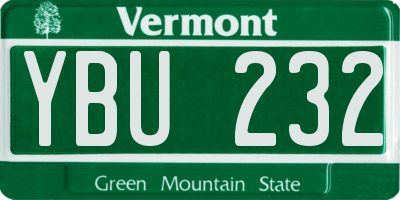 VT license plate YBU232