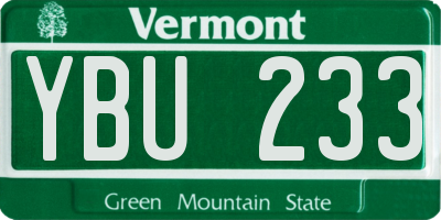 VT license plate YBU233