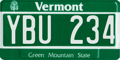 VT license plate YBU234