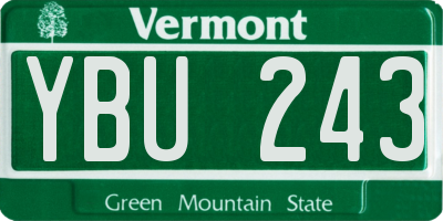 VT license plate YBU243