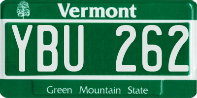 VT license plate YBU262
