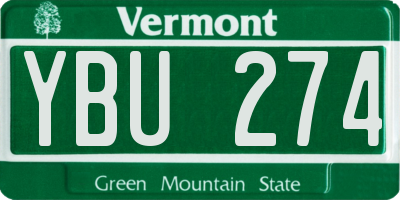 VT license plate YBU274