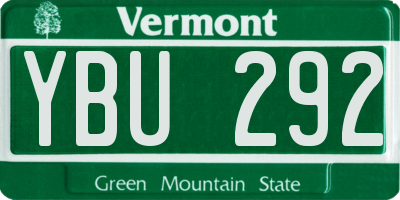 VT license plate YBU292
