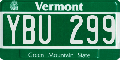VT license plate YBU299