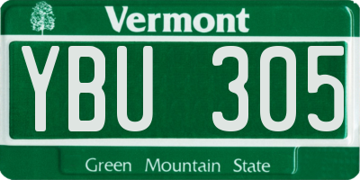 VT license plate YBU305