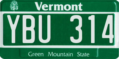 VT license plate YBU314