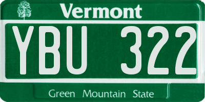 VT license plate YBU322