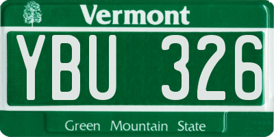 VT license plate YBU326