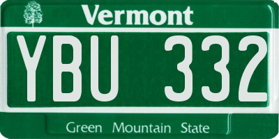 VT license plate YBU332