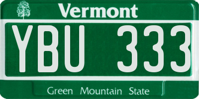 VT license plate YBU333