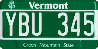 VT license plate YBU345