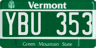 VT license plate YBU353