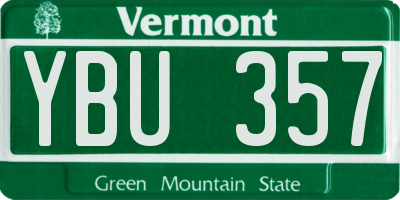 VT license plate YBU357