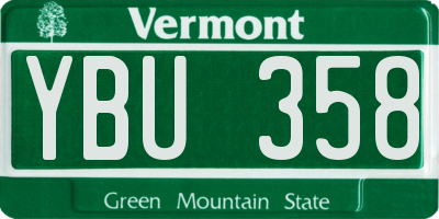 VT license plate YBU358
