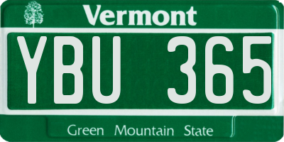 VT license plate YBU365