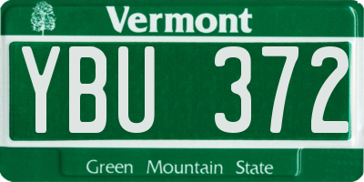 VT license plate YBU372