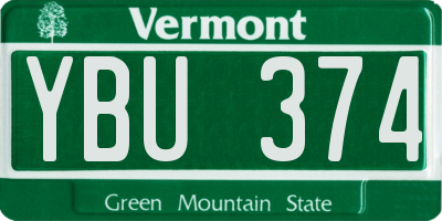 VT license plate YBU374