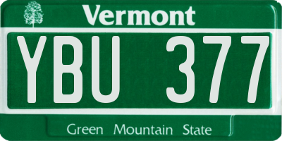 VT license plate YBU377