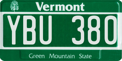 VT license plate YBU380