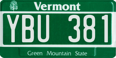 VT license plate YBU381