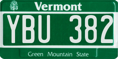 VT license plate YBU382