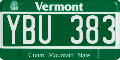 VT license plate YBU383