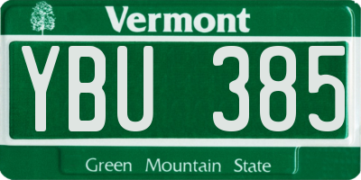 VT license plate YBU385
