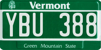 VT license plate YBU388