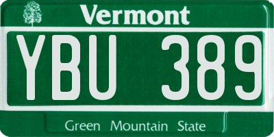 VT license plate YBU389