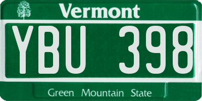 VT license plate YBU398
