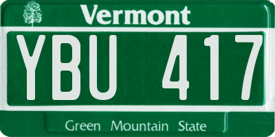 VT license plate YBU417