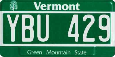 VT license plate YBU429