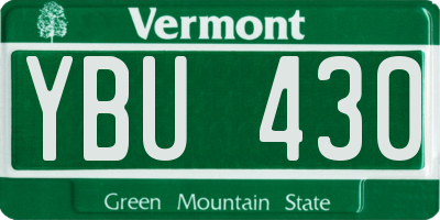 VT license plate YBU430