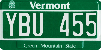 VT license plate YBU455