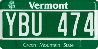 VT license plate YBU474