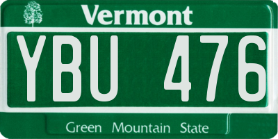 VT license plate YBU476