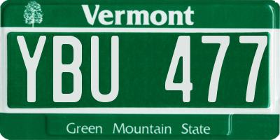 VT license plate YBU477