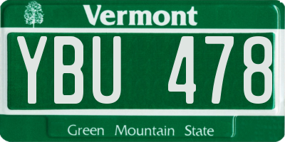 VT license plate YBU478