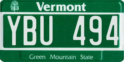 VT license plate YBU494