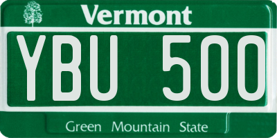 VT license plate YBU500