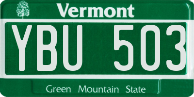 VT license plate YBU503