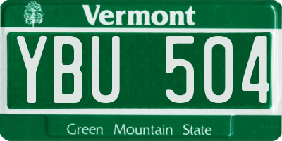 VT license plate YBU504