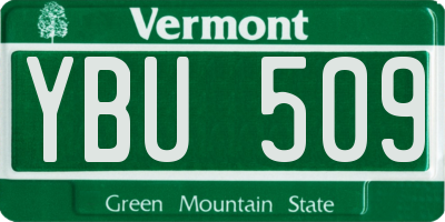 VT license plate YBU509