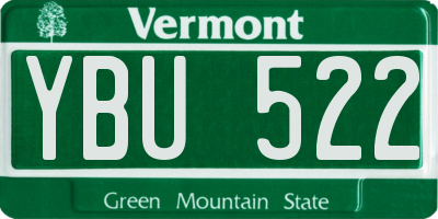 VT license plate YBU522