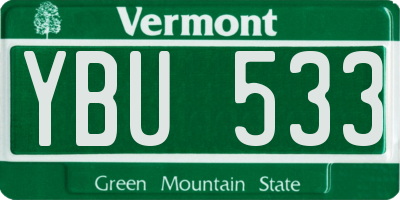 VT license plate YBU533