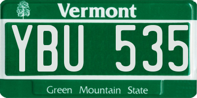 VT license plate YBU535